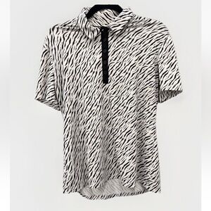 Coral Bay Golf Womens Size Medium p ZEBRA Short Sleeve Polo Shirt Tennis white